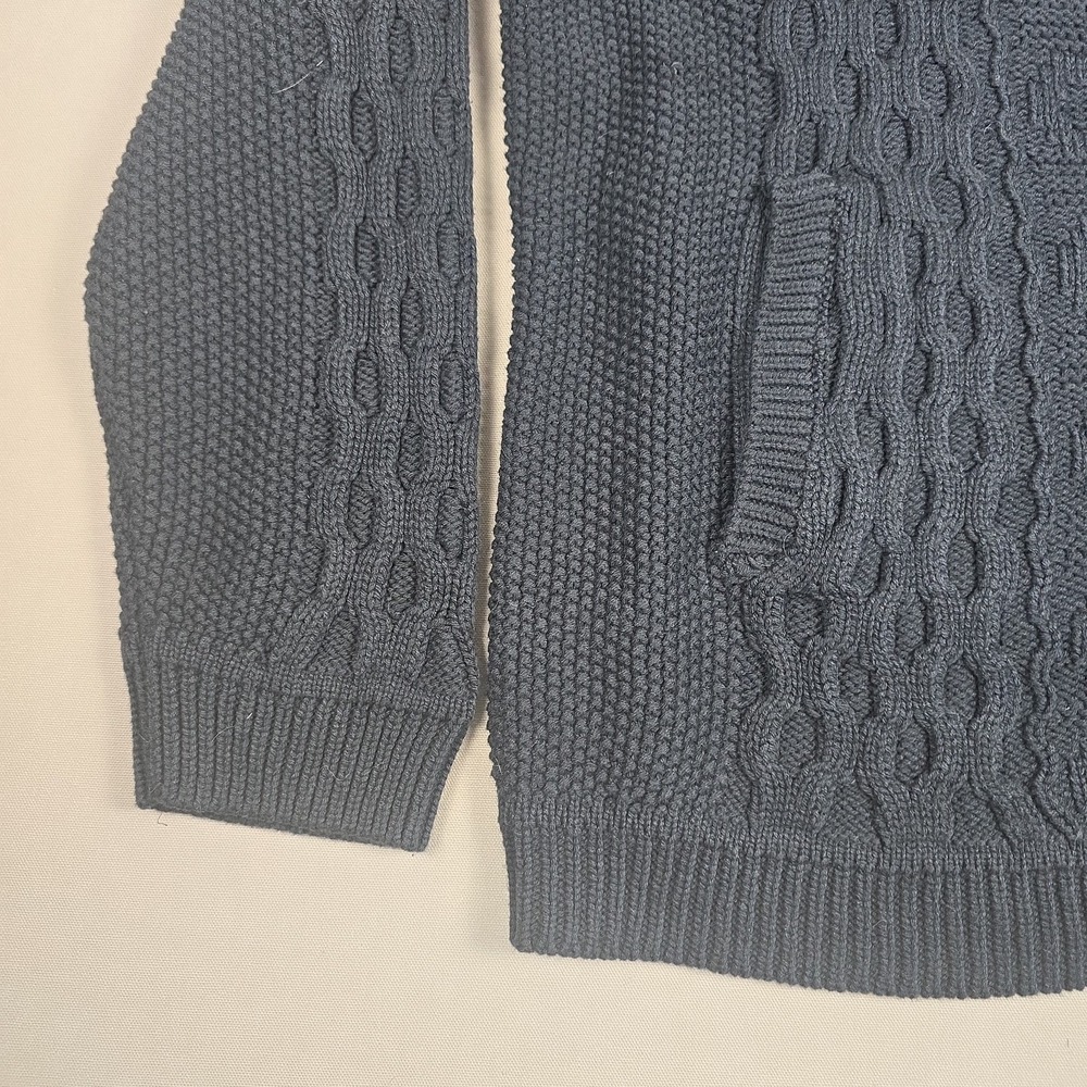 Lucky Brand Full Zip Cotton Sweater Men XL Cable Knit Black -New With Tag - Picture 6 of 11